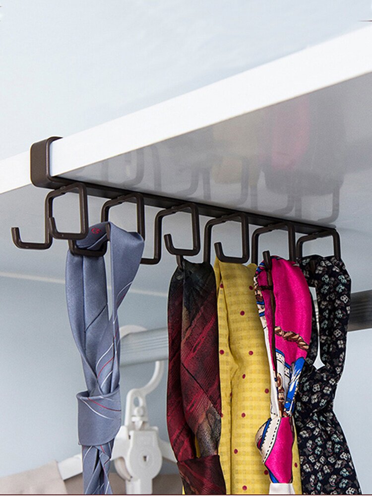 厨房免打孔三排下挂钩大号悬挂式吊柜隔板挂架铲子勺衣柜收纳挂钩