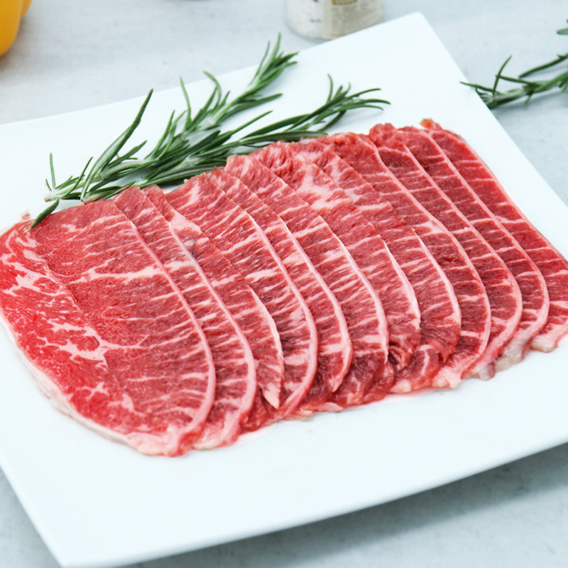 澳洲安格斯谷饲原切m5板腱牛肉片雪花烤肉片火锅肉卷寿喜锅肥牛片