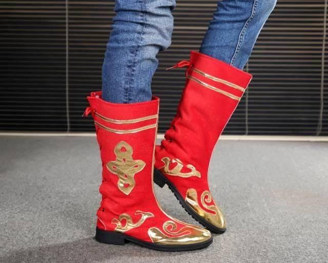 鞋子靴子少数少数民族民族舞秧歌舞蹈蒙古族打鼓男款广场舞鞋