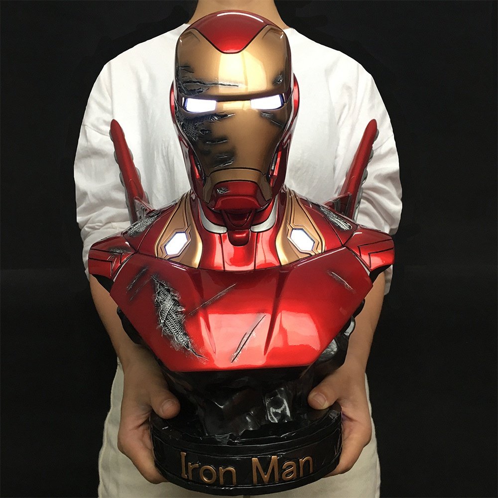 漫威周边钢铁侠胸像发光mk50树脂gk手办模型手办