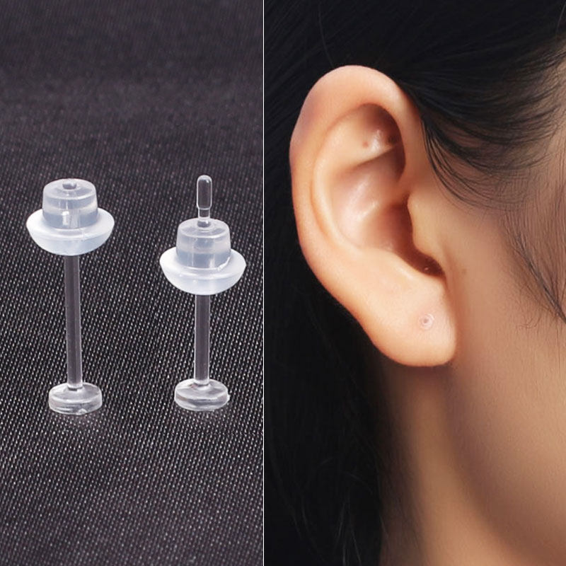 养耳耳钉树脂透明隐形塑料耳棍耳洞防堵针可涂耳钉