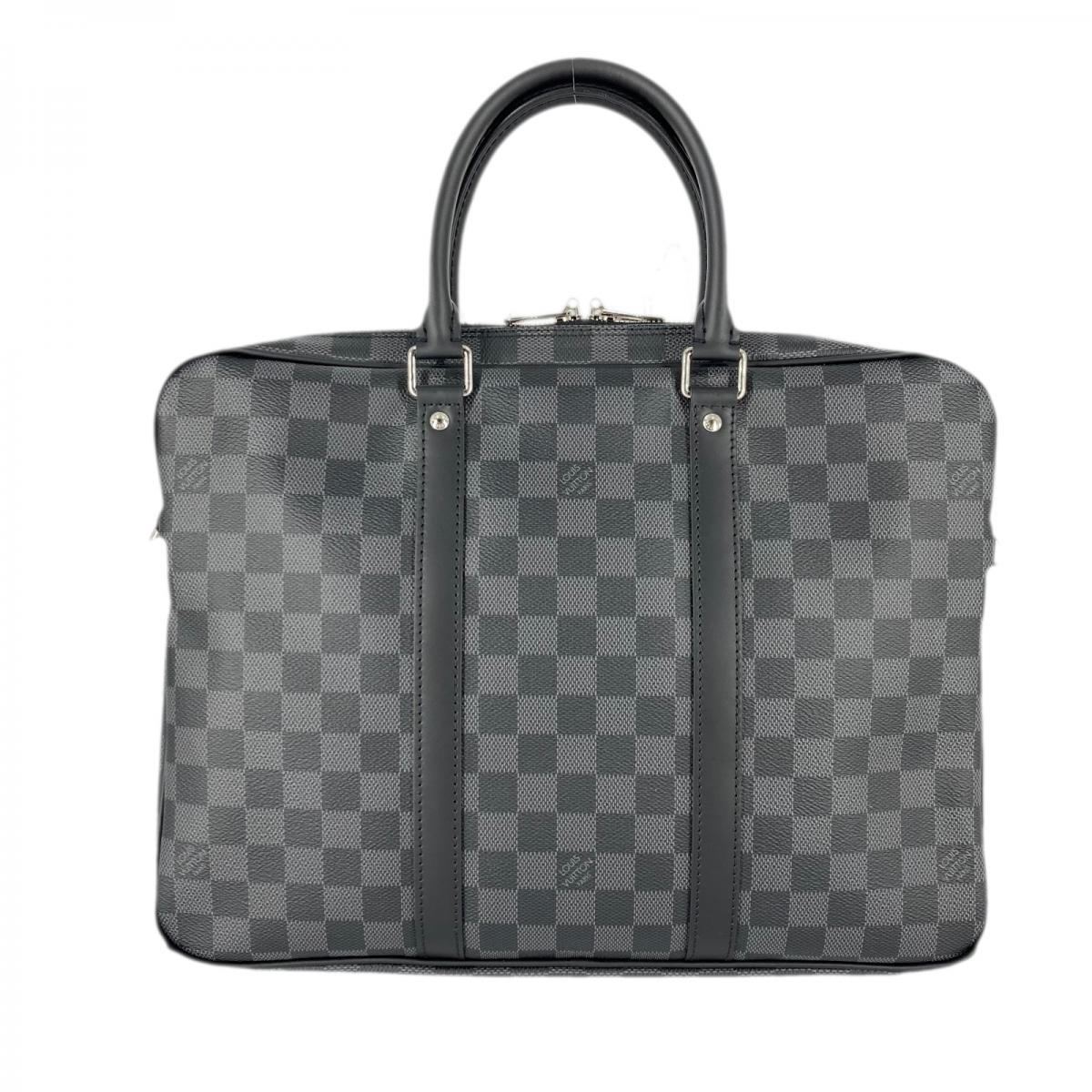 中古lv路易威登portedocuments棋盘格手提包brandoff男士包袋