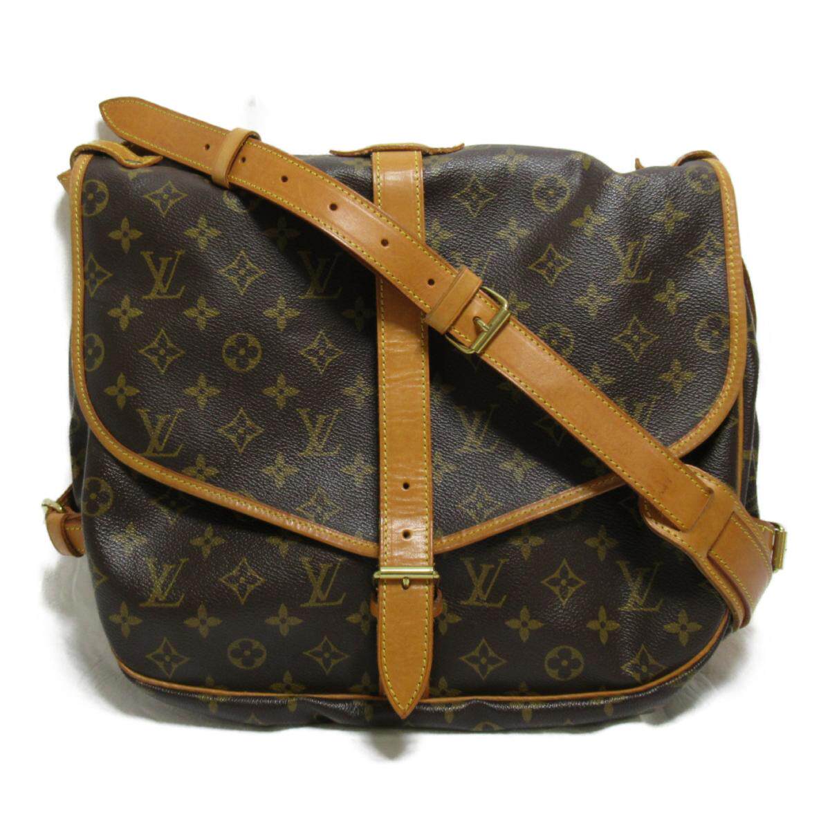 中古lv路易威登saumurmm双子星棕色m42254女士包袋