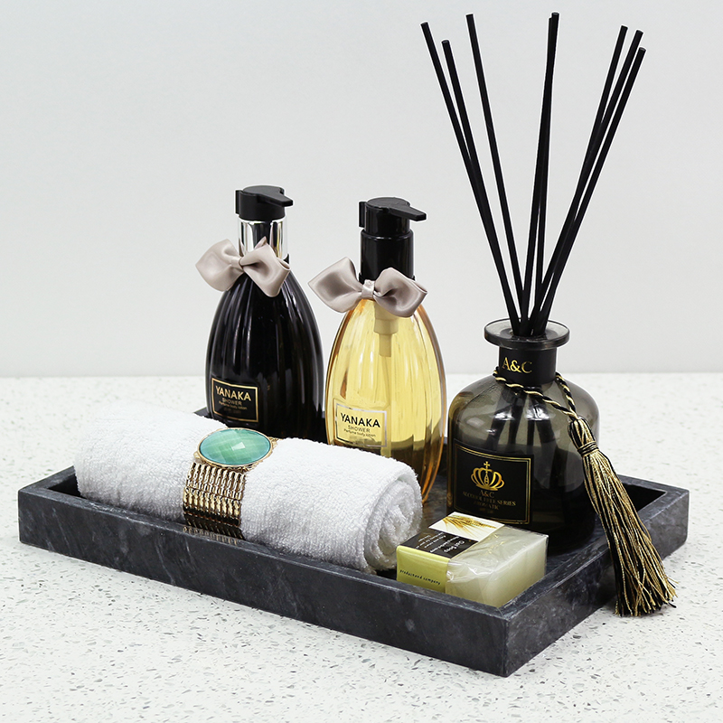 香薰摆件酒店卫生间洗手饰品大理石长方形托盘卫浴摆件