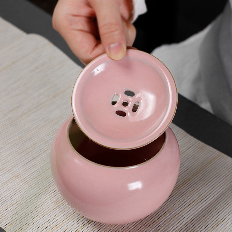 粉色汝窑小号茶洗水洗茶道过滤茶渣斗茶水水桶茶道