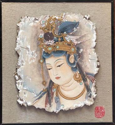 敦煌研究院画纯手工泥坯画版画博物馆文创礼品古风版画