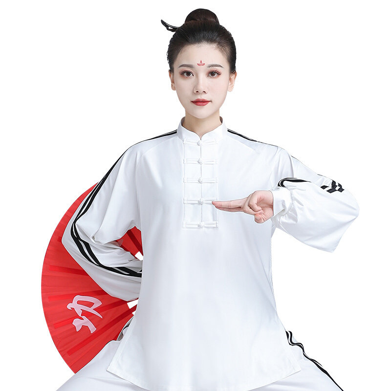 山人新款长袖太极拳服女男运动运动表表演服装高弹冰太极服