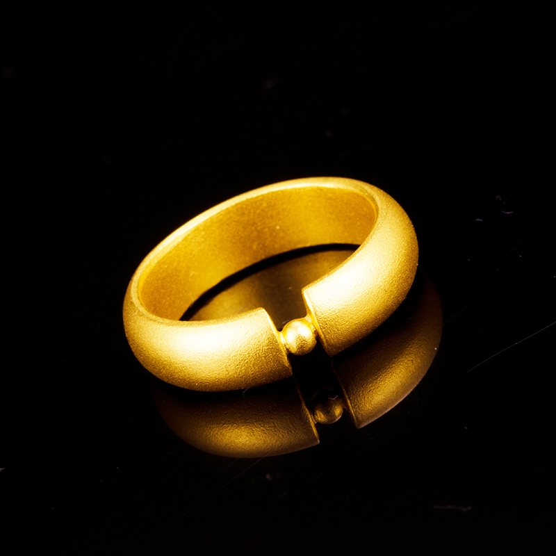 黄金古法手工定制戒指情侣结婚送礼素金指环手饰