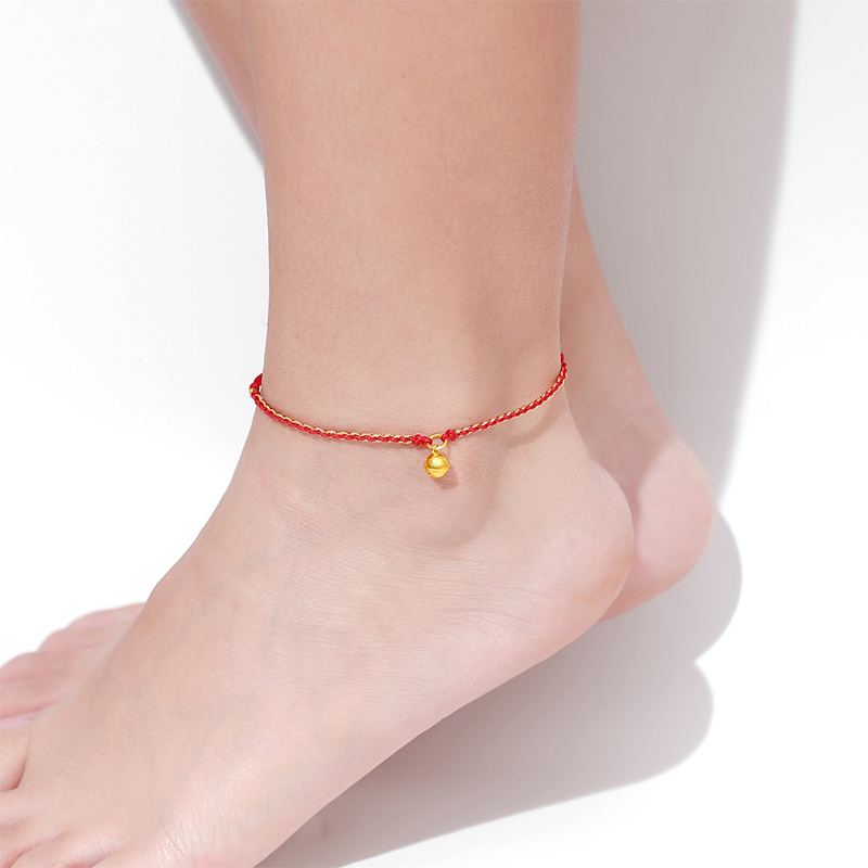 24k足金女朋友情侣转运手链纯金编织编绳脚链手链