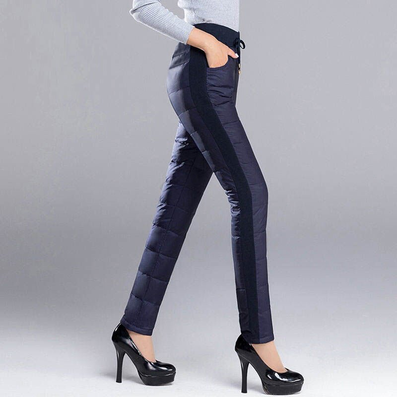 冬季新款羽绒棉裤外穿加厚高腰中老年妈妈修身显瘦冬季保暖棉裤女