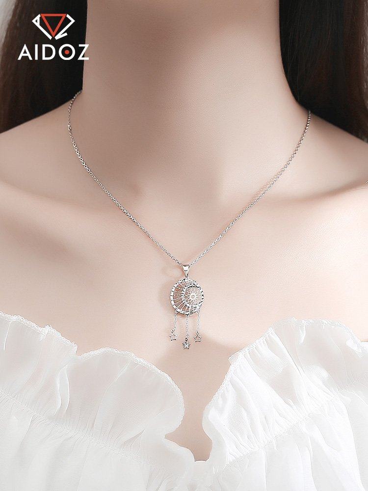 白金pt950捕梦网吊坠日月镂空铂金项链套坠女生颈饰