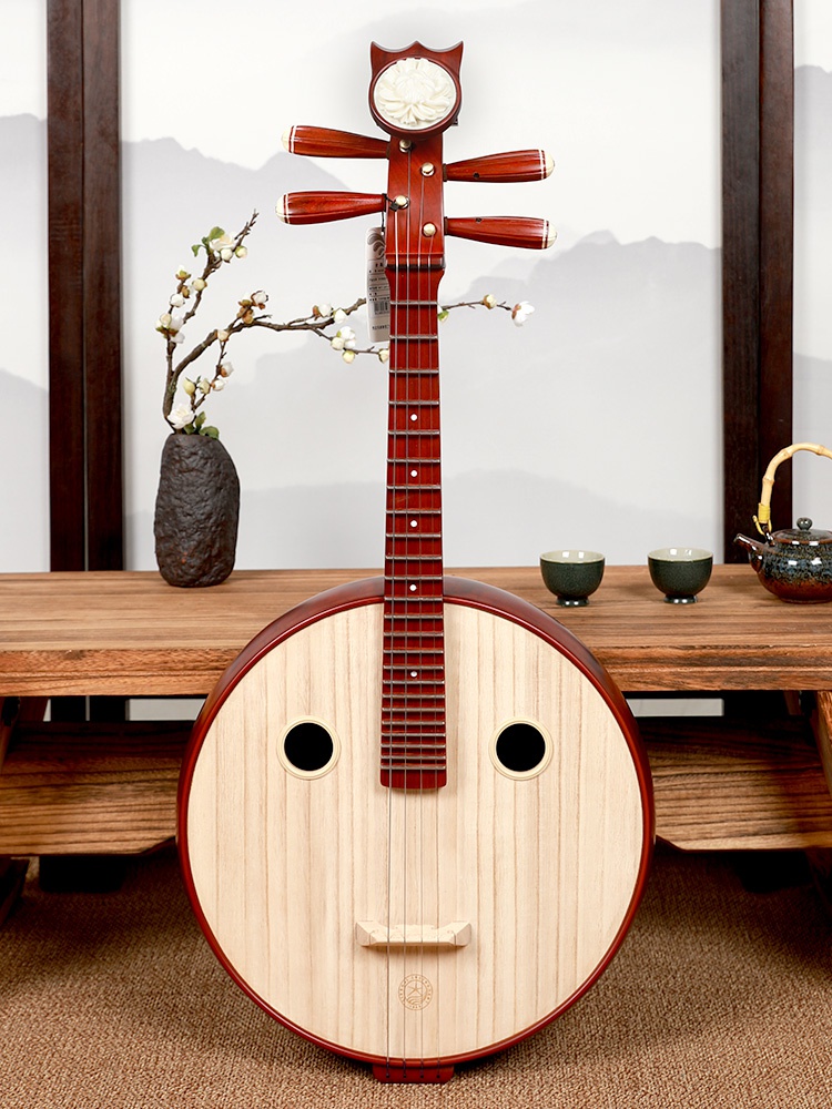 中阮乐器专业非洲紫檀材质质钢品圆孔原木木色阮