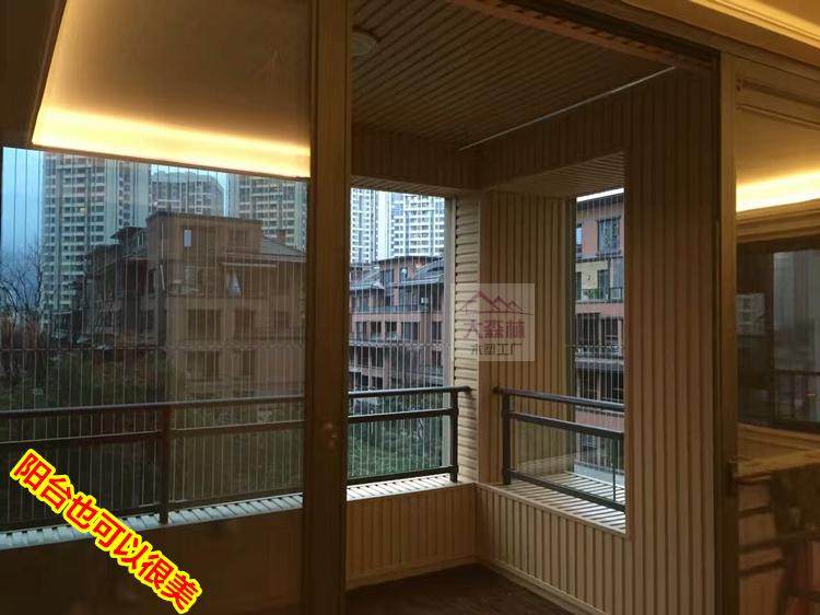 阳台5顶生态木安墙裙护墙板阳光房吊顶安装工程成都生态板