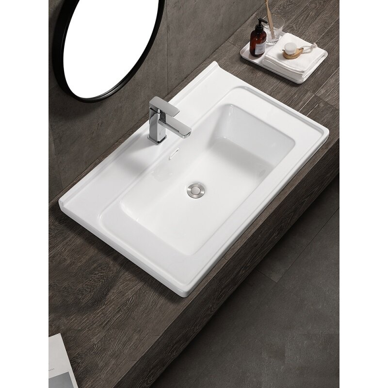 洗脸陶瓷一体台盆洗漱卫生间洗手盆台面台中盆半嵌入式柜盆单盆池