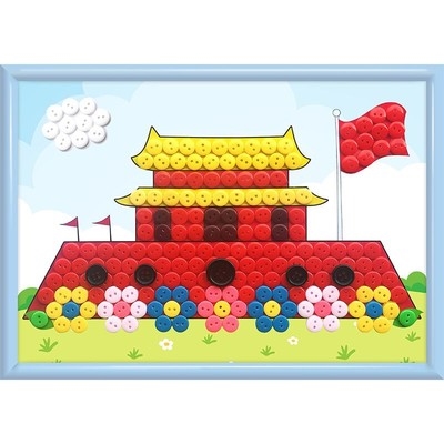 钮扣国庆创意手工学校立体亲子制作作业幼儿园手工创意粘贴类
