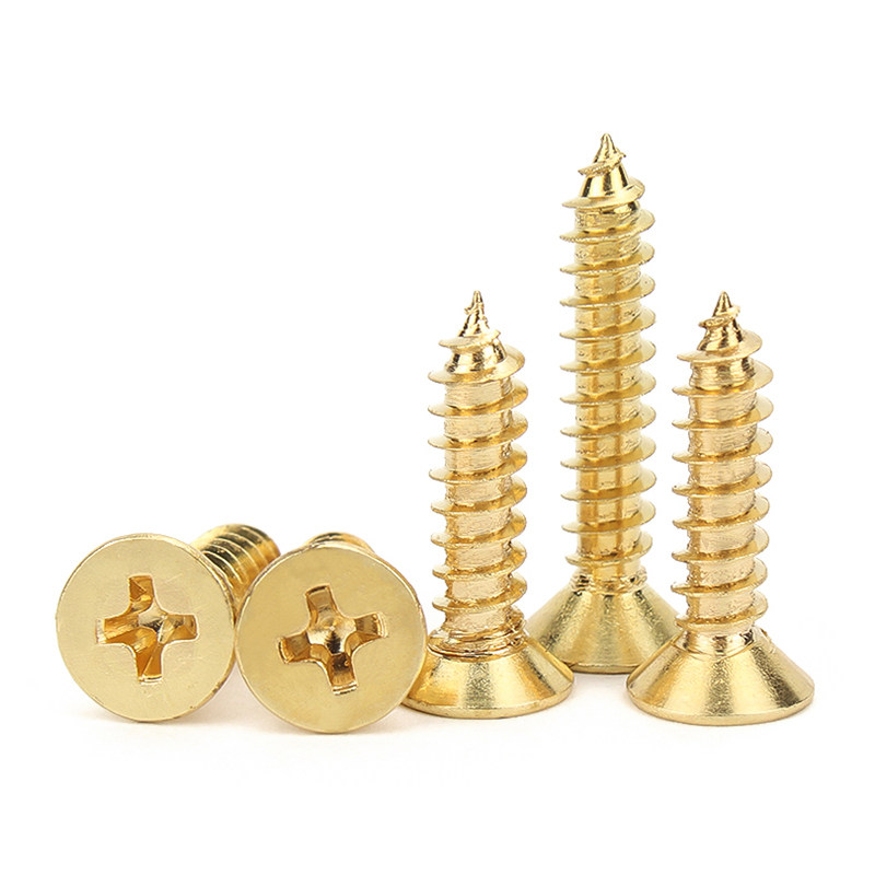 自攻螺丝全铜十字沉头黄铜金黄色螺丝钉m2m3m4m5m6m8螺钉