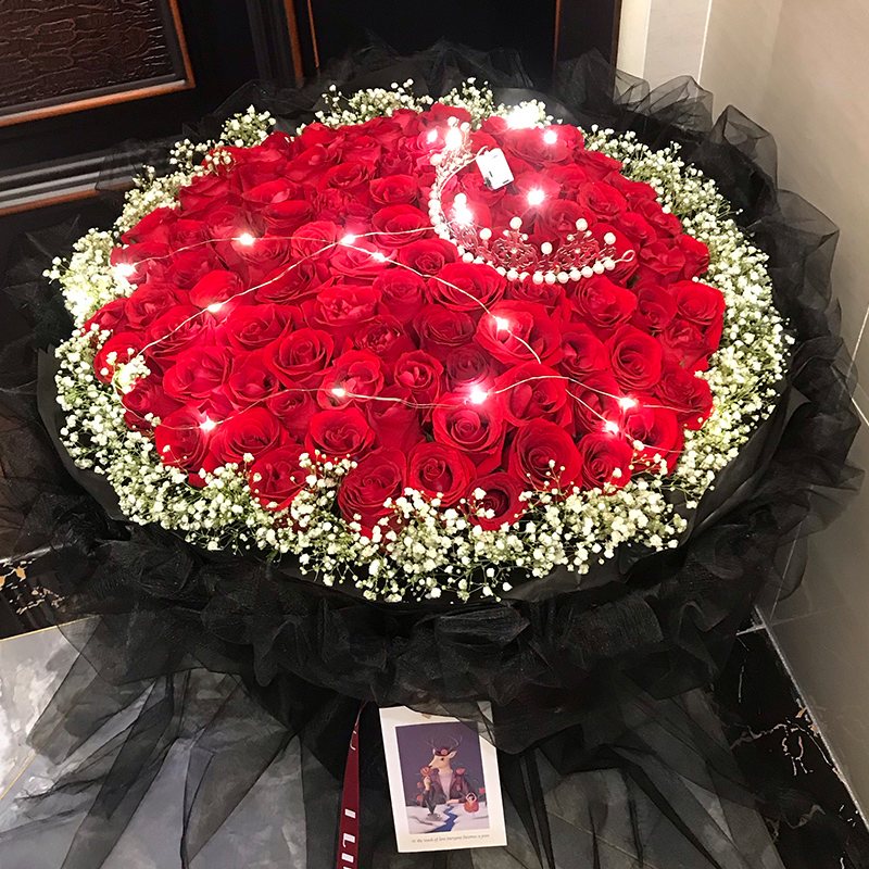 99朵红玫瑰花束女友北京上海杭州广州深圳生日鲜花速递(同城)