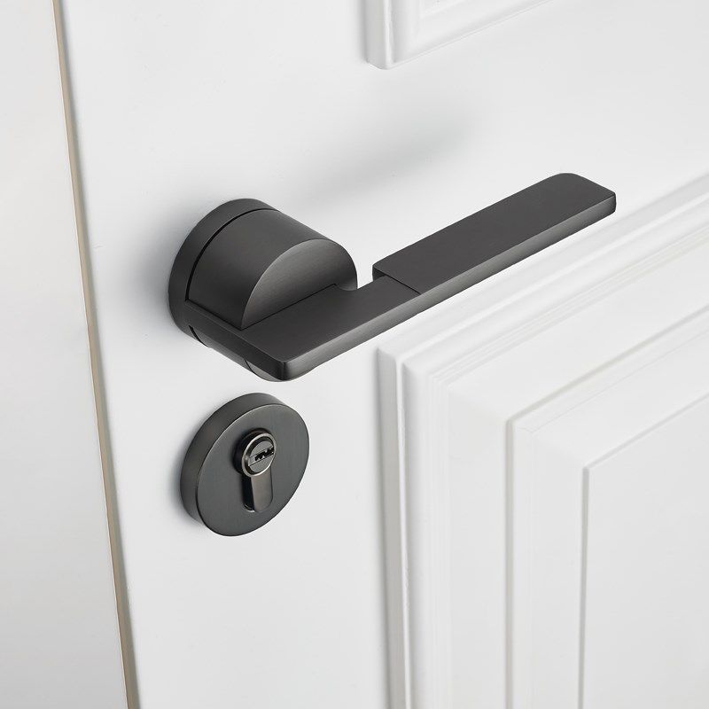 门锁室内极简灰色卧室房间磁吸静音门把把手机械门锁