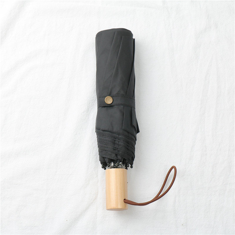 简约文艺木看纯质手柄三折伞晴雨伞质k感超棒炒鸡耐色包邮