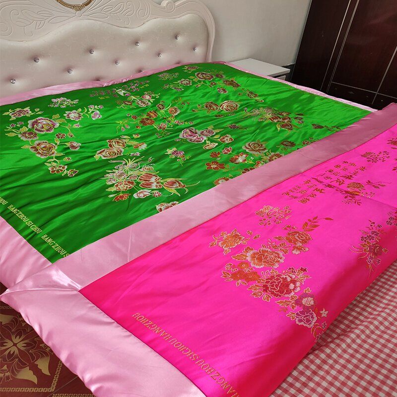 绸缎被子双面被套老式包边被罩丝绸面子龙凤被子