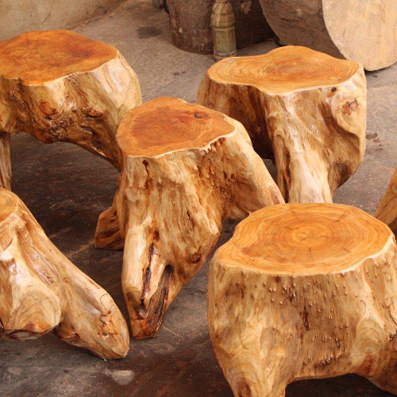 杉木根雕凳子树根底座背椅实木墩子原木树桩根雕凳子