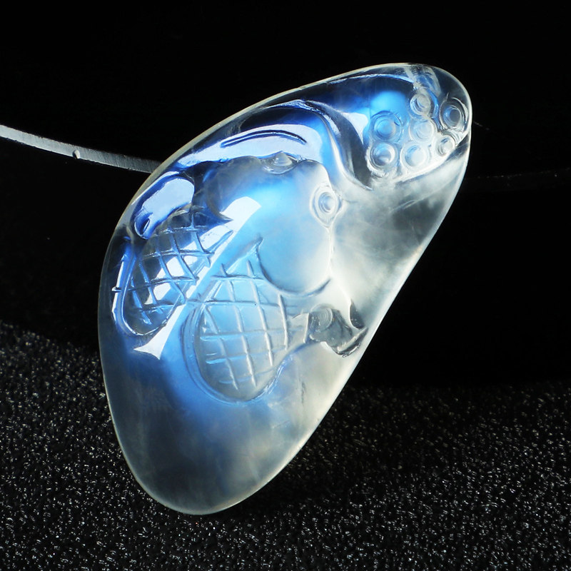 斯里兰卡高冰种月光石吊坠男款稀有蓝月光月长石项坠项坠