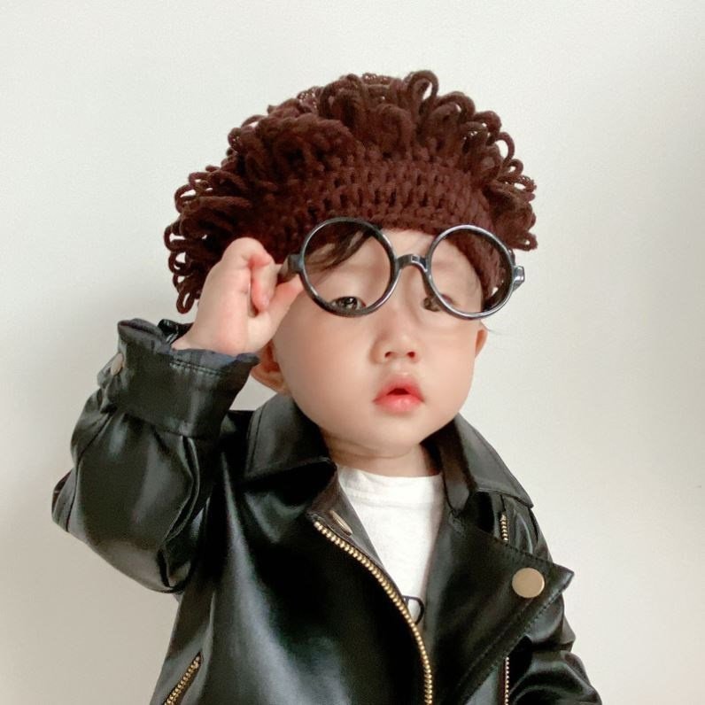 婴儿搞笑帽子假发男童儿童薄款头套道明寺爆炸头帽子