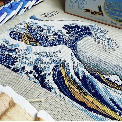 十字绣乘风破浪2020新款客厅日式复古海浪风景满绣线十字绣套件