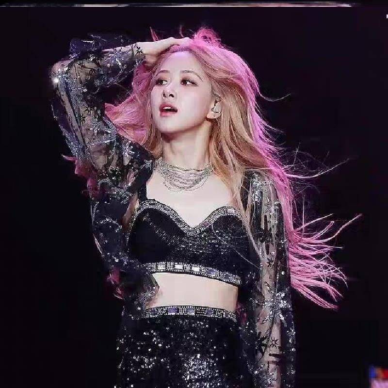 舞蹈吊带上衣lisa外套短裙舞台钻石黑色女团民族服装