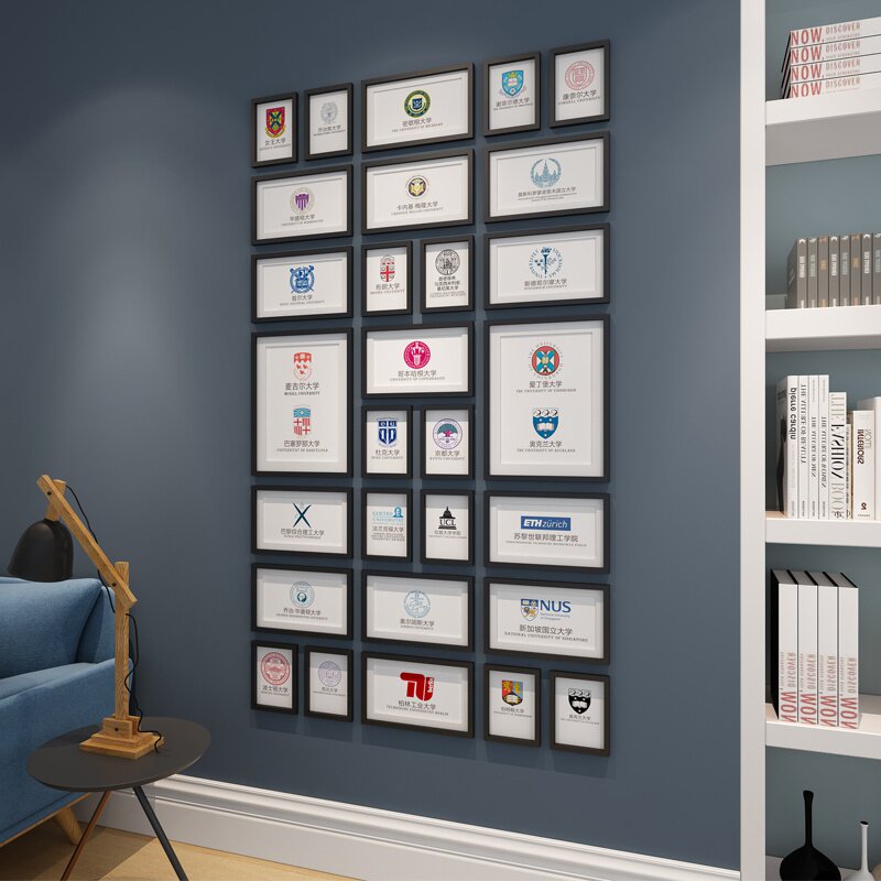 世界名校照片装饰哈佛牛津清华剑桥大学校徽照片墙