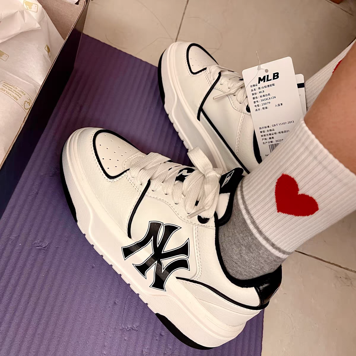 韩国正品mlb女鞋ny板鞋学长情侣增高厚底时尚休闲鞋