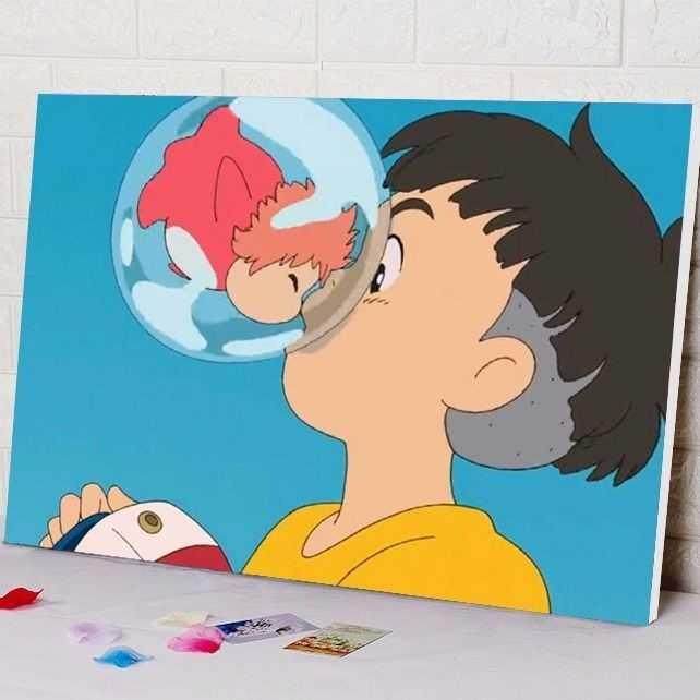 diy数字油画宫崎骏悬崖上的金鱼公主波妞宗动漫周边儿童卡通diy