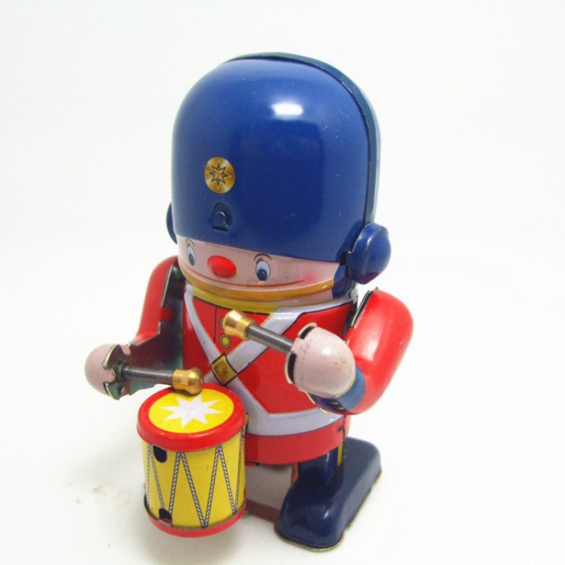 玩具小小小卫兵敲鼓士兵敲锣打鼓怀旧发条铁皮儿童发条玩具