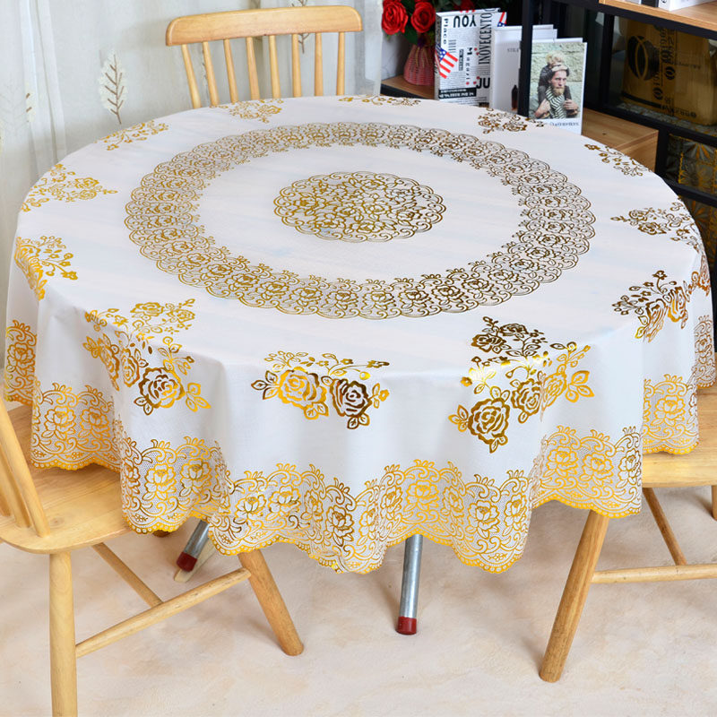桌布圆桌加厚防水防油防烫免洗塑料圆餐家用桌布