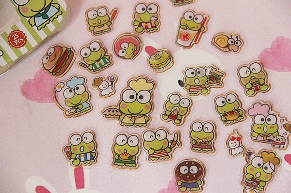 贴纸68包卡通罐头造型大眼蛙双子星果冻可爱学生贴纸