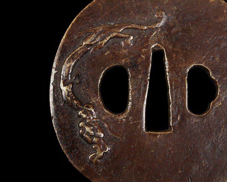 日本回流赤铜金工龙纹刀锷刀镡孤品其他特色工艺品