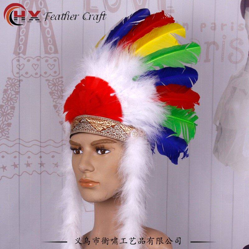 头饰酋长羽毛印第印第安安野人非洲人酒吧演出头饰