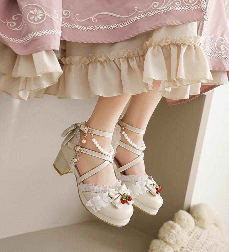女夏凉鞋大学生仙女洛丽塔鞋子高跟鞋少女原创lo时装凉鞋