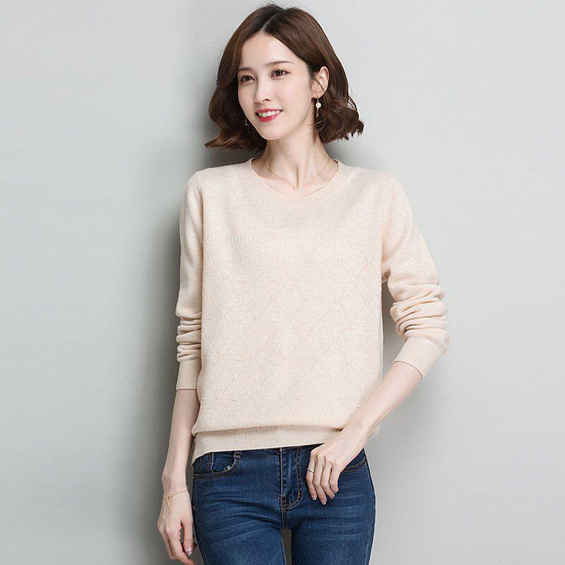 秋冬季纯羊毛衫打底针织衫短款毛衣女套头低圆领宽松新款女装2020