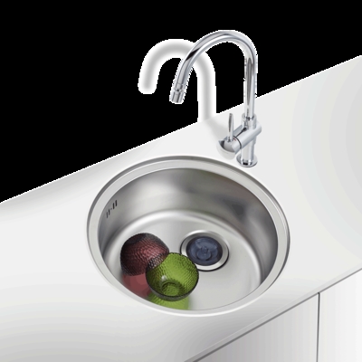 韩国巨杉不锈钢迷你圆形水槽单槽洗菜盆家用台下水槽套餐