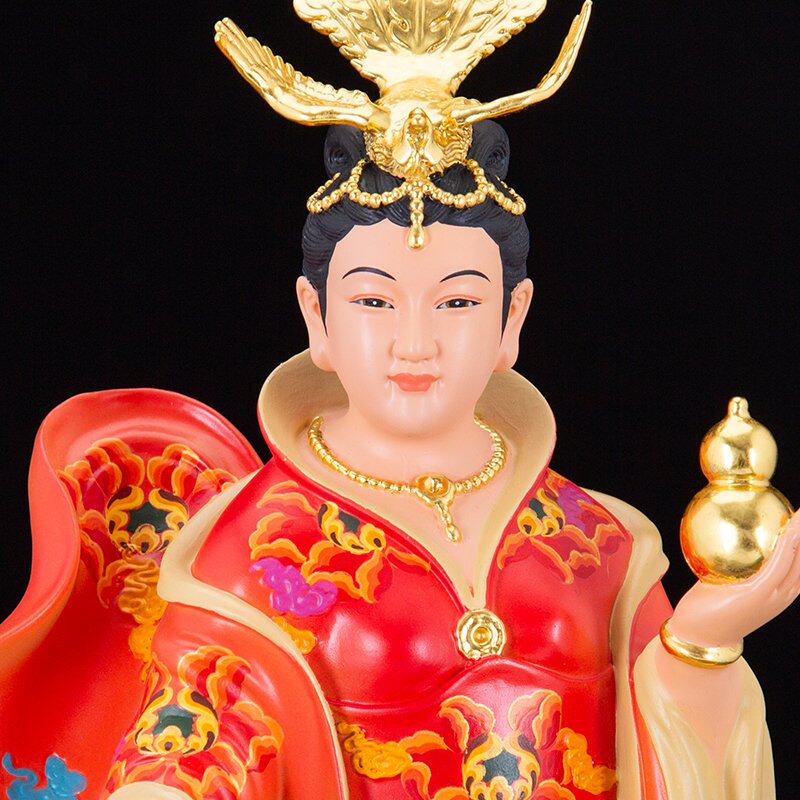 九天玄女娘娘19寸纯铜鎏金彩绘神像居家供奉摆件