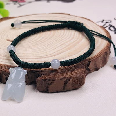 玉蝉挂件手链红绳手工编织知了一鸣惊人人手手链