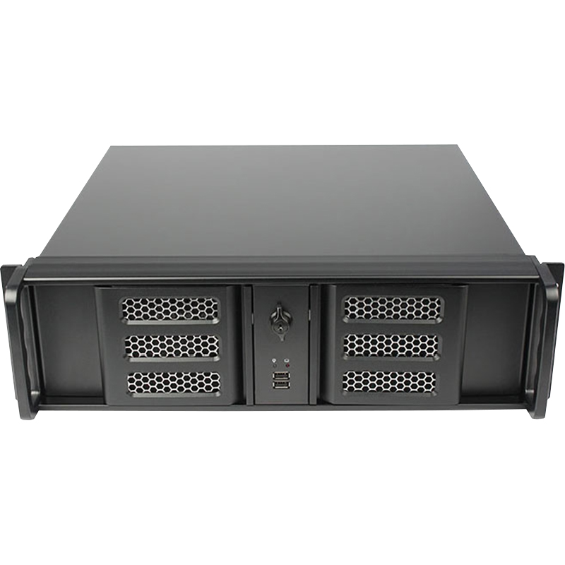 3u工控工控机机箱机架式短款atx大板铝双开门机箱