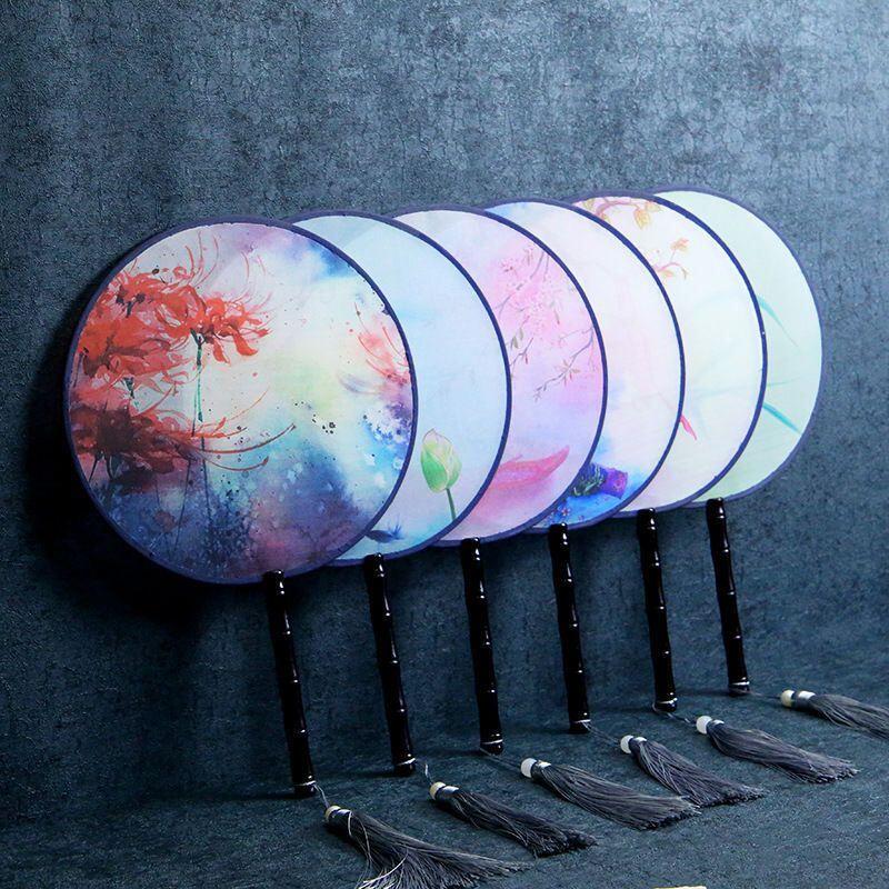 圆形国风风扇小汉服式女古典古风扇子团扇宫廷扇子