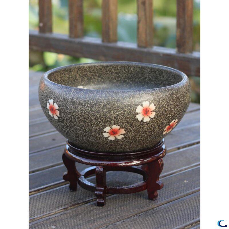 黑陶鱼缸古法养鱼老北京鱼盆陶土泥盆养金鱼鱼缸