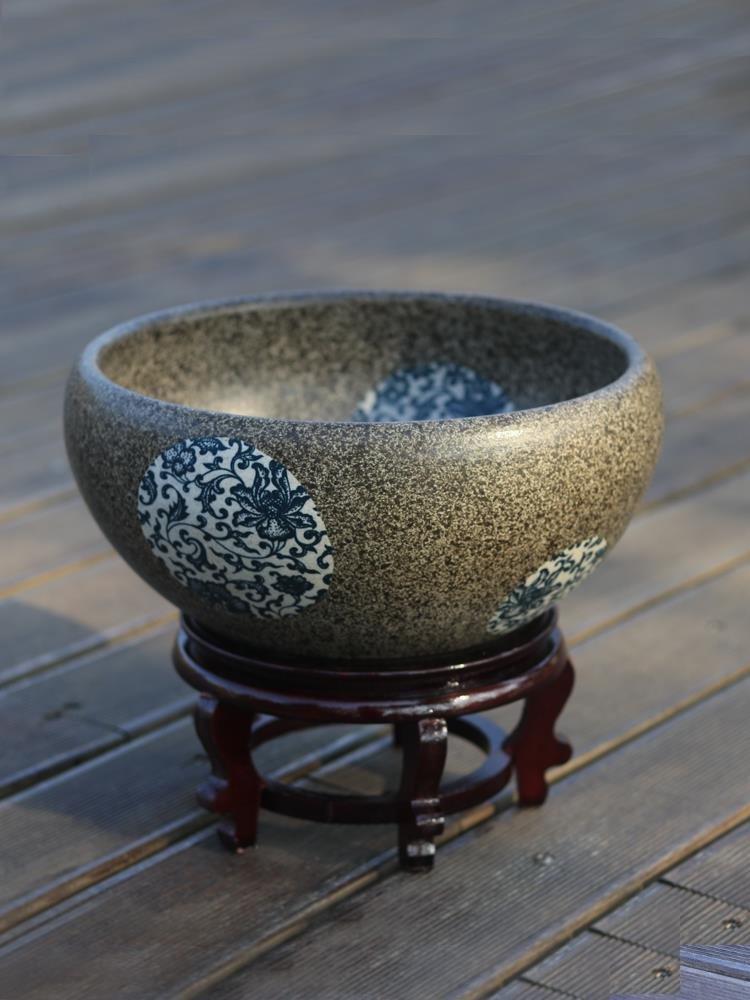 黑陶鱼缸古法养鱼老北京鱼盆陶土泥盆养金鱼鱼缸