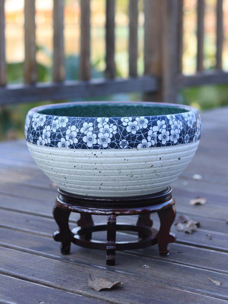 黑陶鱼缸古法养鱼老北京鱼盆陶土泥盆养金鱼鱼缸