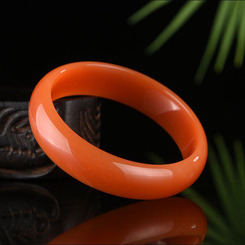 天然金丝玉手镯橘色女款冰种戈壁玉手镯子手饰