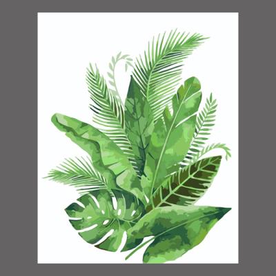 小清新龟背叶子diy自绘数字油画油彩彩画花卉客厅diy