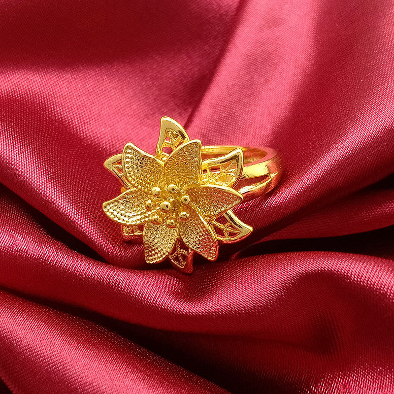 金色饰品花朵女士戒指金色民族风配饰新娘婚庆装饰戒指